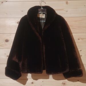Vintage Foley's Houston Fur Coat Dark Brown Size M 21x24